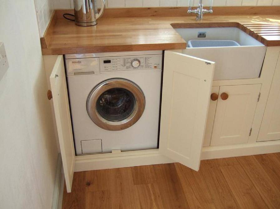 Всё о размещении стиральной машины на кухне и 30 фото-примеров
