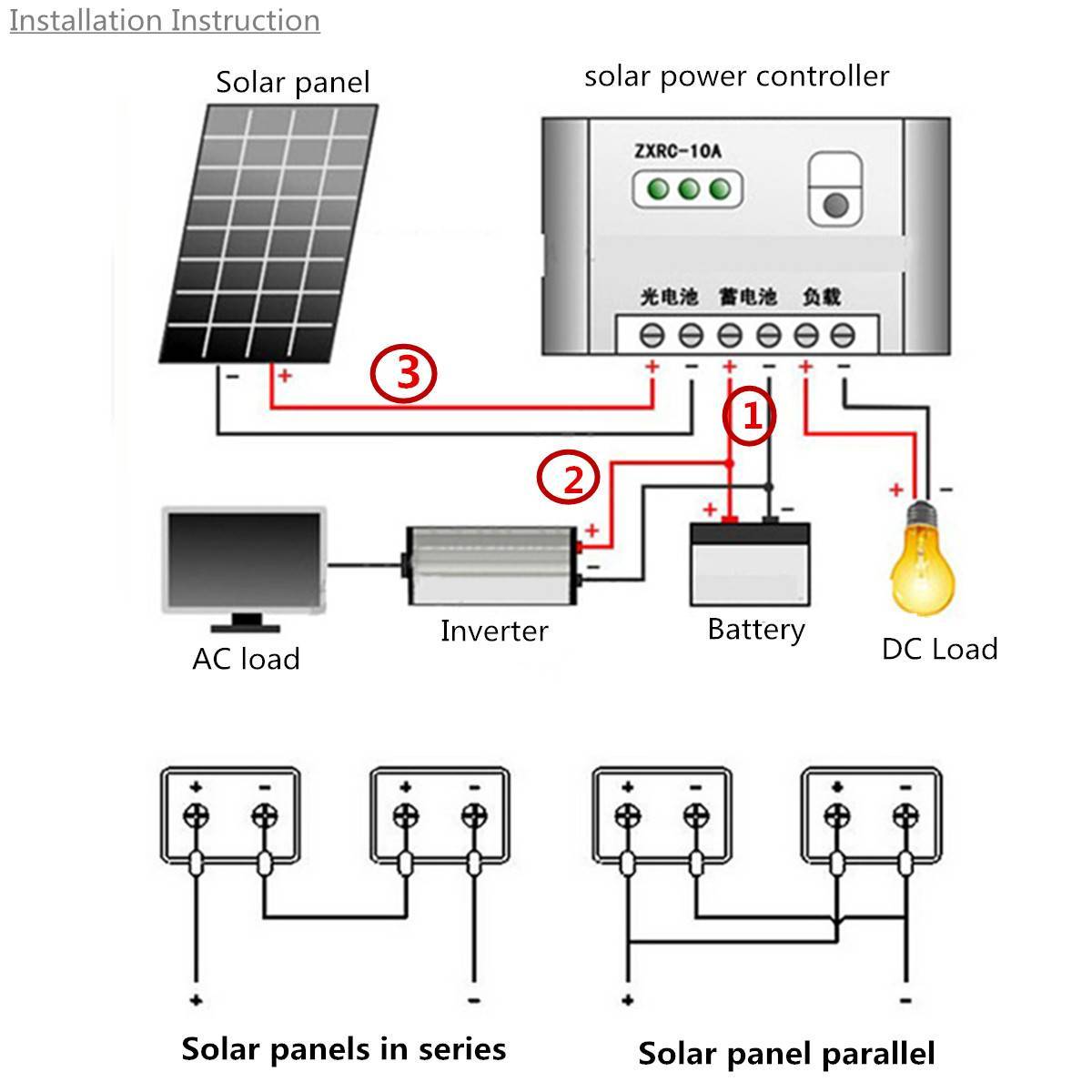 Схема подключения солнечной батареи