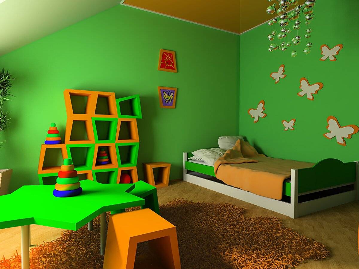 Идеи дизайна и техника работ для покраски стен в детской и в садике
