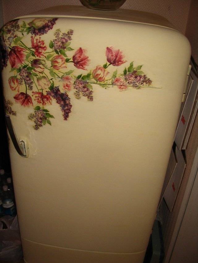 Декупаж холодильника своими руками салфетками: фото и описание