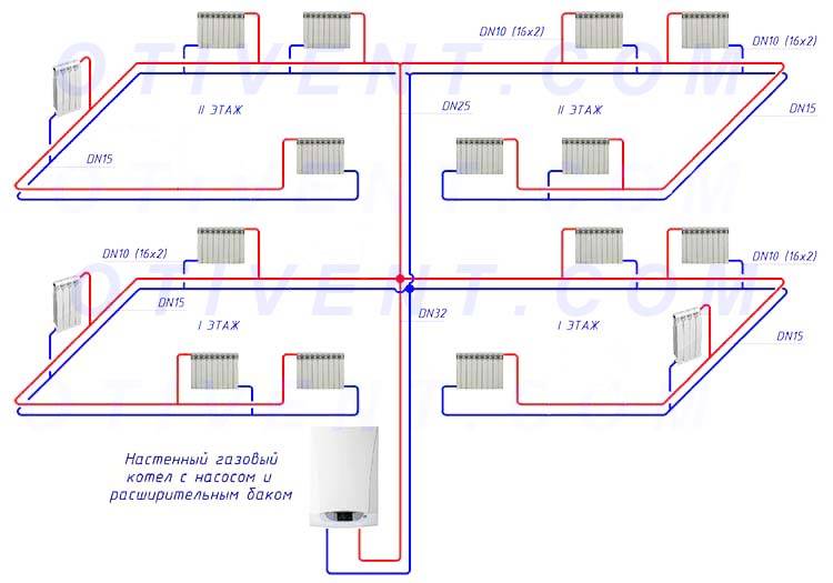 Схемы двухтрубной системы отопления | грейпей