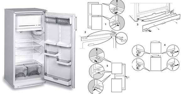 Как самостоятельно перевесить дверь холодильника атлант