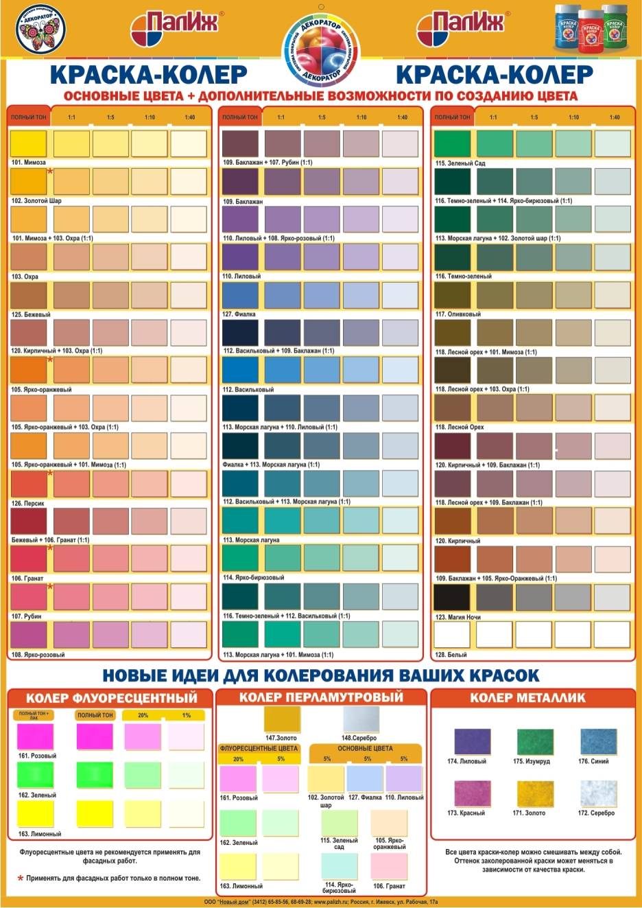 Колеровка краски - таблица цветов с названиями цвета для покраски стен, как получить нужный цвет