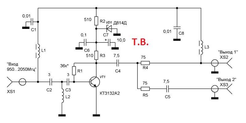 Схема усилителя телевизионного усилителя - 81 фото